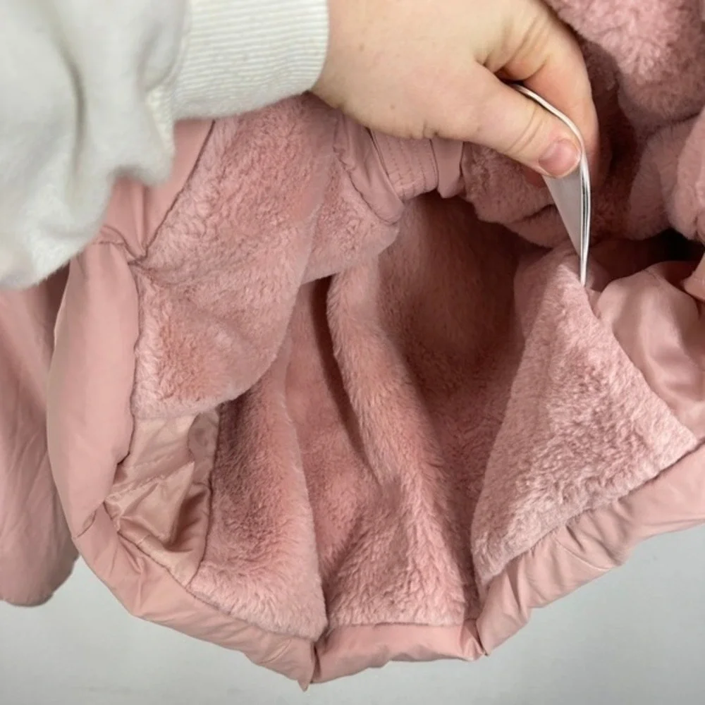 Abercrombie Kids Girls Pink Puffer Coat Belted‎ Hooded Winter Size 14